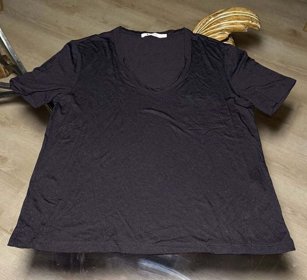 T by Alexander Wang Black Scoop Neck Pocket T-Shirt